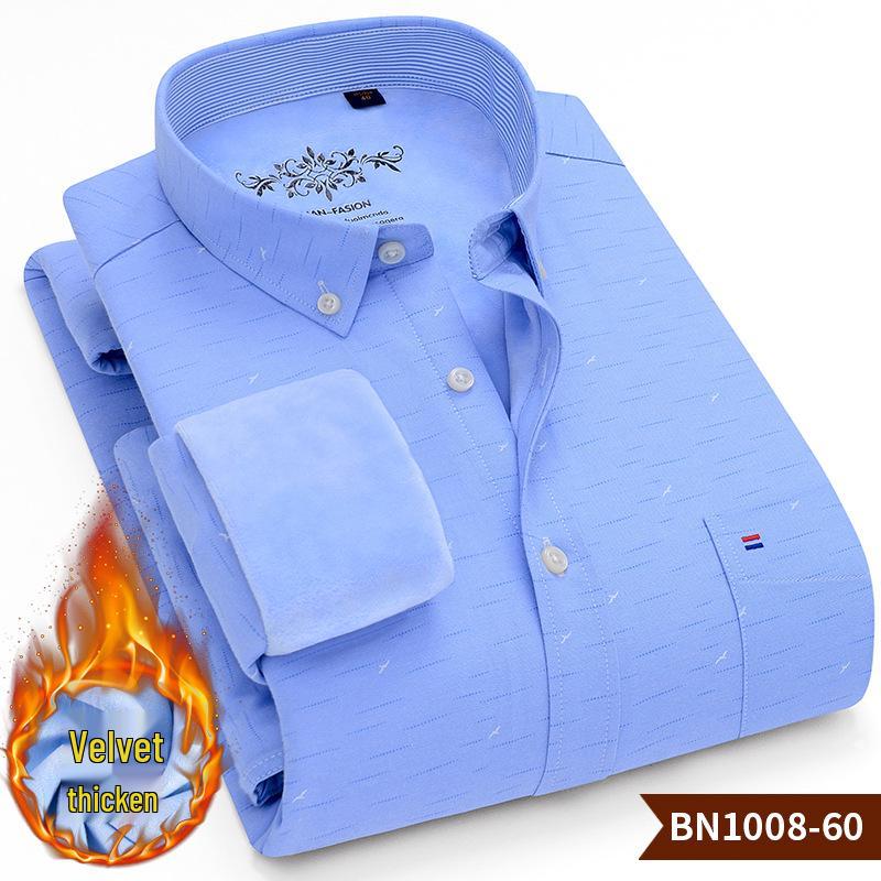 Men's Thick Fleece-Lined Oxford Long-Sleeve Shirt - Warm and In Stock