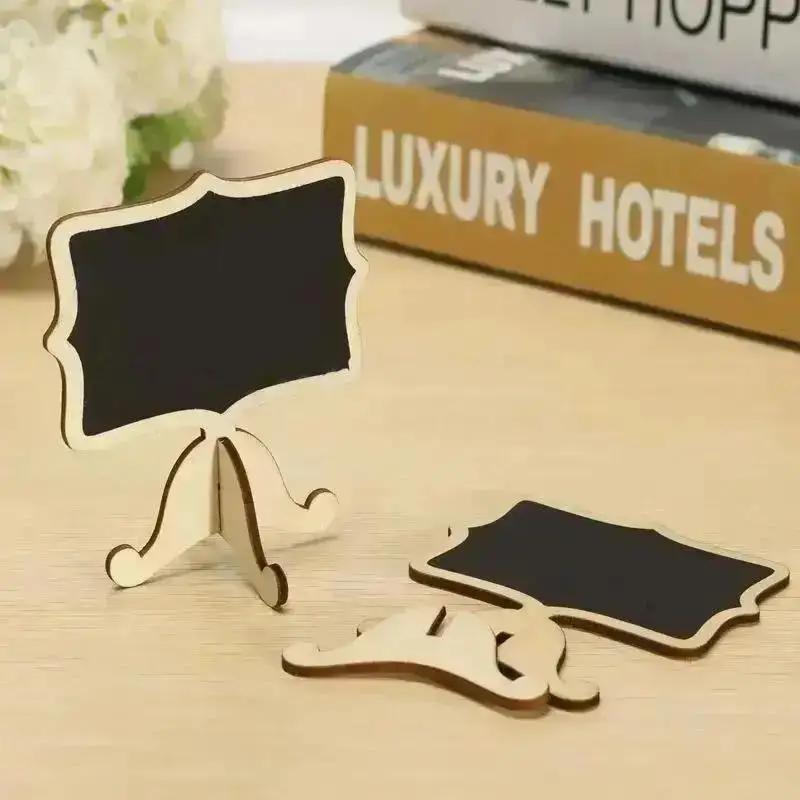 10PCS Mini Card Wooden Small Blackboard Desktop Message Decoration Single-sided Crafts School Presentation Label Table Decor