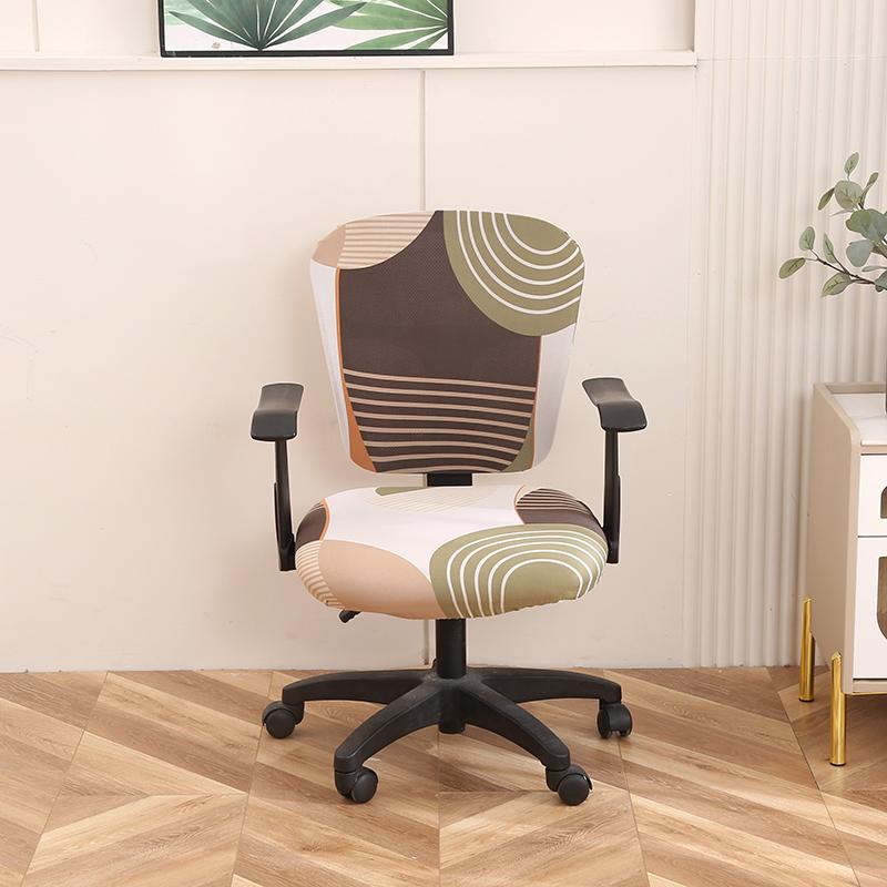 Elastic Office Chair Cover Print Split Computer Armchair Spandex Dust-Proof Seat Covers Stretch Slipcover Living Room