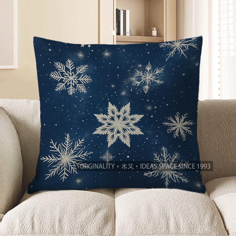 Home Decor Snowflake Pattern Throw Pillow For Home Decor Pattern Cushion Cover Suitable For Sofa Bedroom Car Pillow Cover