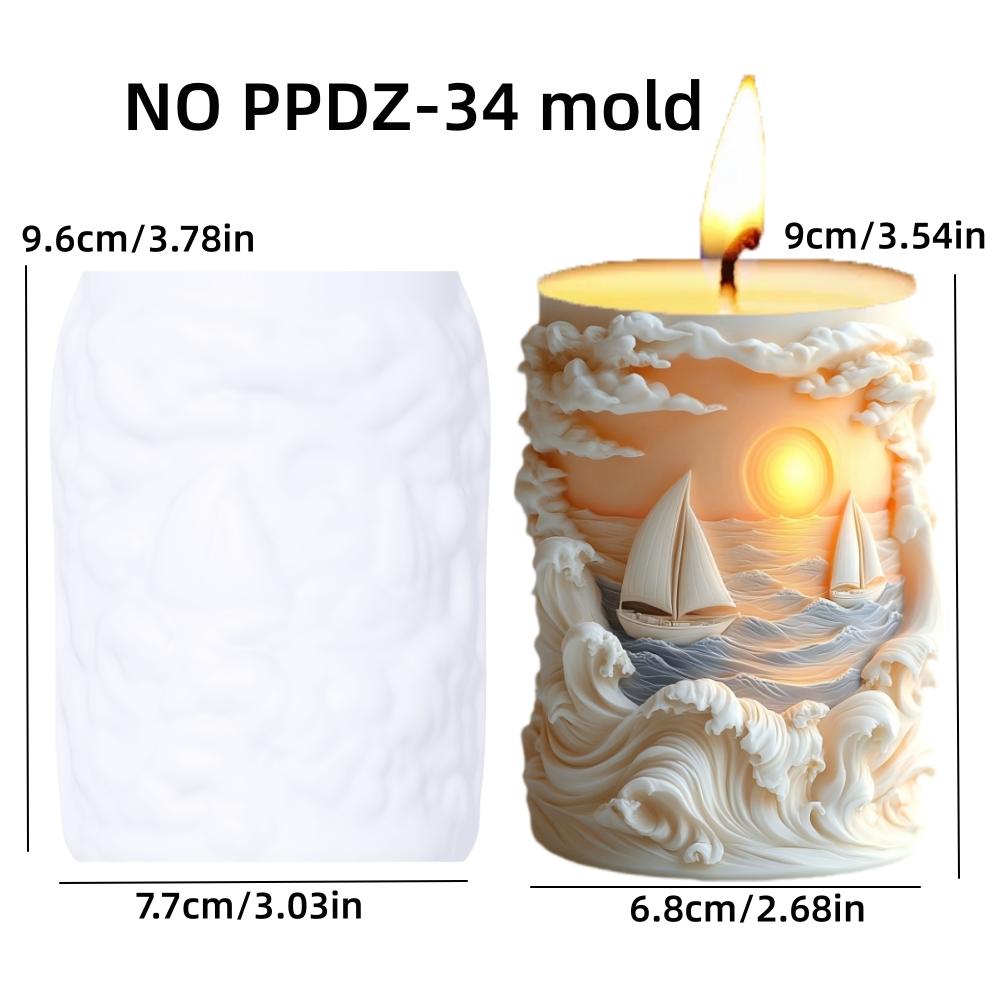 DIY Reliéf mořské vlny Válcová svíčka Silikonová forma Námořník Východ slunce Slunce Vlna Povrch Vlna Reliéf Válec Pryskyřičná forma Sádrové formy