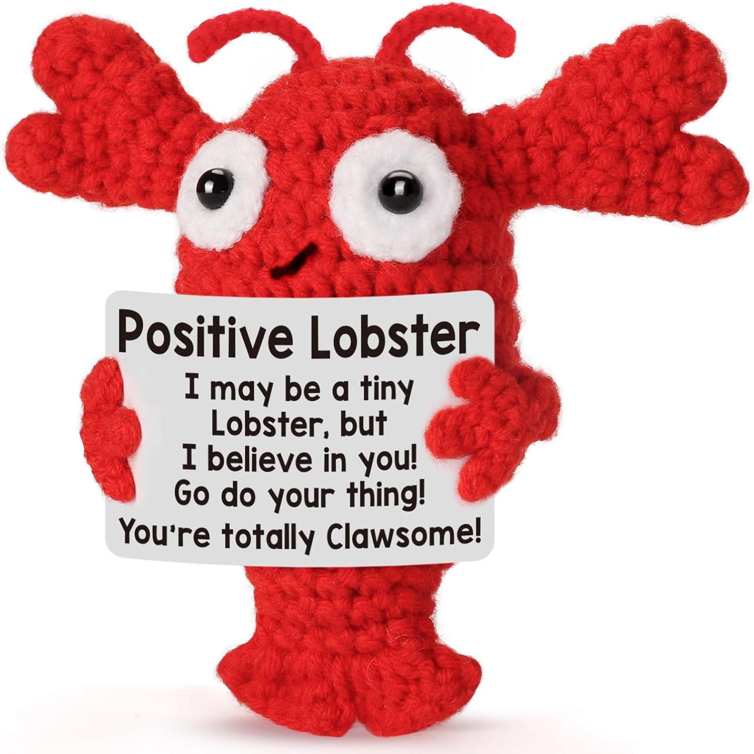 

Handmade Positive Energy Lobster Doll With Card Home Decoration Knitting Lobster Doll Ornament Room Decor Christams Party Gifts