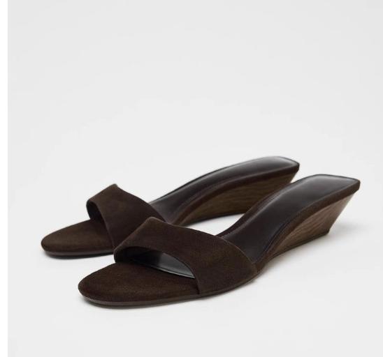 

Женские Элегантные Ретро Летние Шлепанцы Мюли Сандалии на Танкетке Шлепанцы С Открытым Носком Высокий Каблук Повседневные Туфли для Платья Женские Большой Размер 35-41 35 коричневый