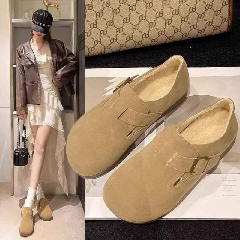 Shoes women's velvet autumn and winter new all-inclusive one-pedal soft-soled beanie shoes lamb wool cotton shoes