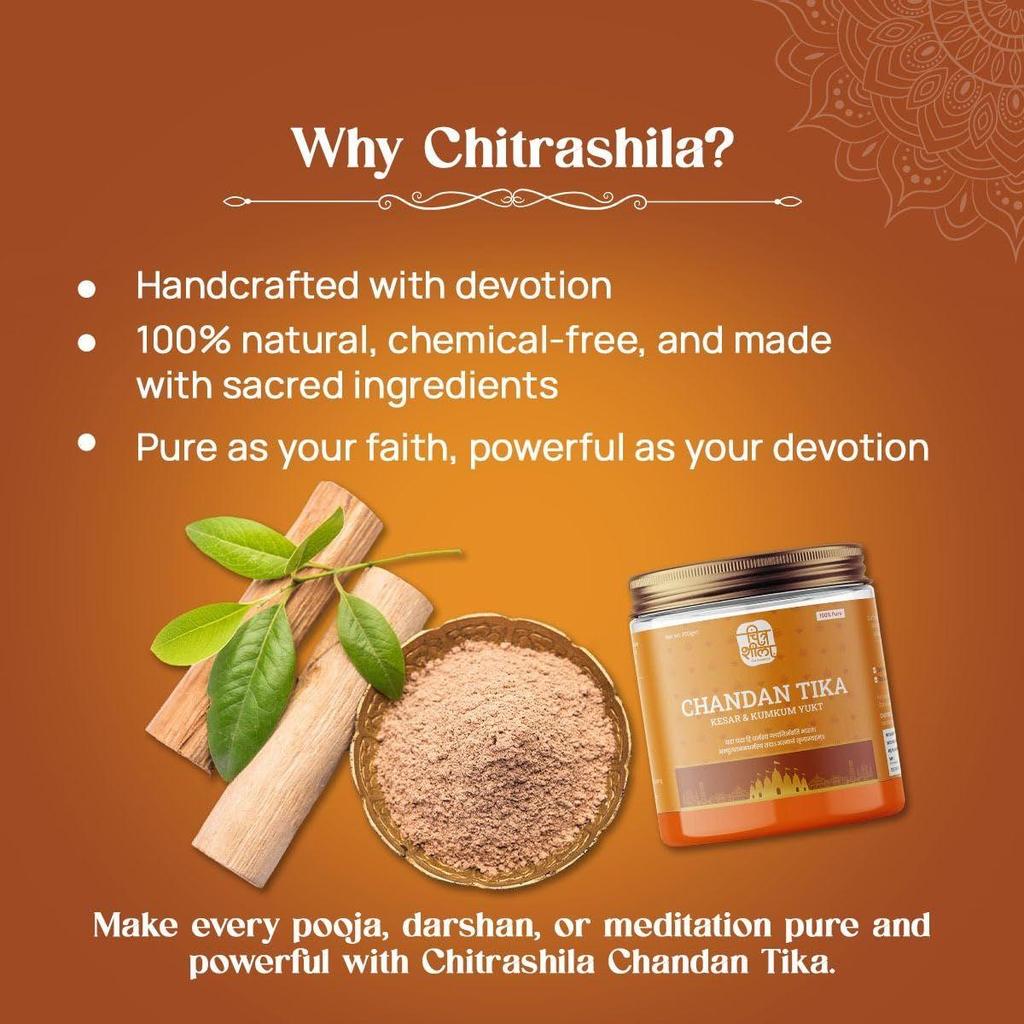 CHITRASHILA® Chandan Tika für Puja Reines Kesar mit Kumkum & Kampfer