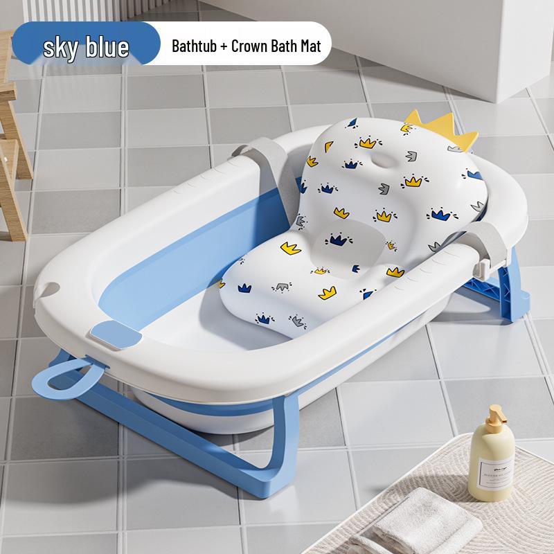 Foldable Baby Bathtub - Large, Sit or Lie for Kids, Newborn Bath Essentials for Home Use