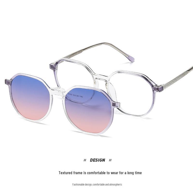 Polygonal Magnetic Gradient Polarized Clip-on Sunglasses for Women - Fashion and Travel Use