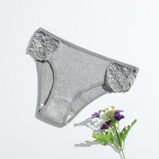 Cotton Underwear for Women Floral Lace Ribbed Low Rise Hipster Panties Soft Breathable Cheeky Bikini Briefs