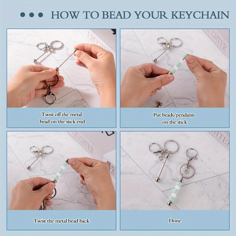 5pcs Beadable Keychain Bar, Alloy Blank Beaded Keychain Blanks For Pendant Beads DIY Keychain Making Supplies Jewelry Making Gift