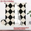 2D FLAT PRINTING 2pcs Curta (Without Rod) Black and White Diamonds(1) Popular Fashionable Curta Durable Polyester Curta