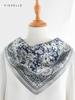 Grey Blue Paisley 100% Natural Silk  Scarf Wrap Kerchief Hijab Shawl Luxury Women Men Gift Headband Satin 65cm Neckerchief
