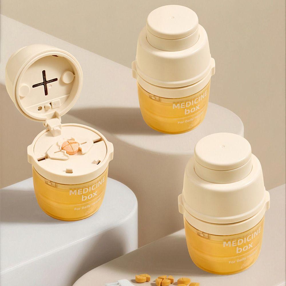 New 3-in-1 Pill Box with Pill Cutter Multi-Layer Mini Pill Grinder Sealed Medicine Tablet Storage Box