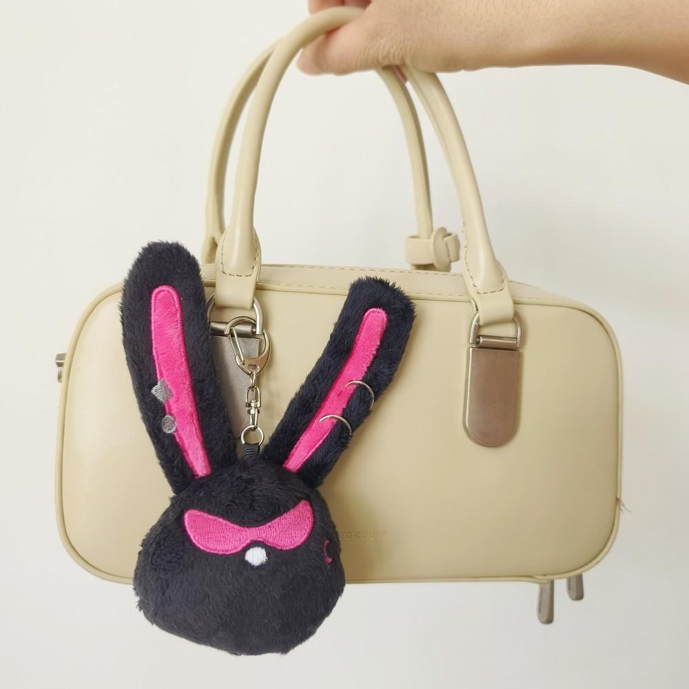 Cute Black Rabbit Plush Keychain Plush Pendant MITO Doll Keychain Stuffed Animal Keyring Girls Women Bag Accessories Fans Gifts