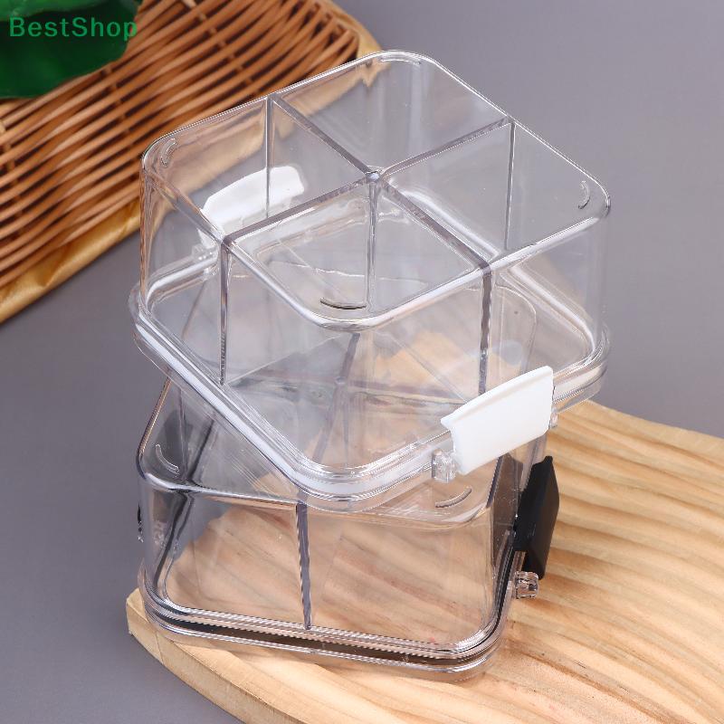 Stapelbarer 4-Fächer-Lebensmittelaufbewahrungsbehälter - Transparente luftdichte Kunststoffbox für Snacks, Gewürze & Küchenorganisation