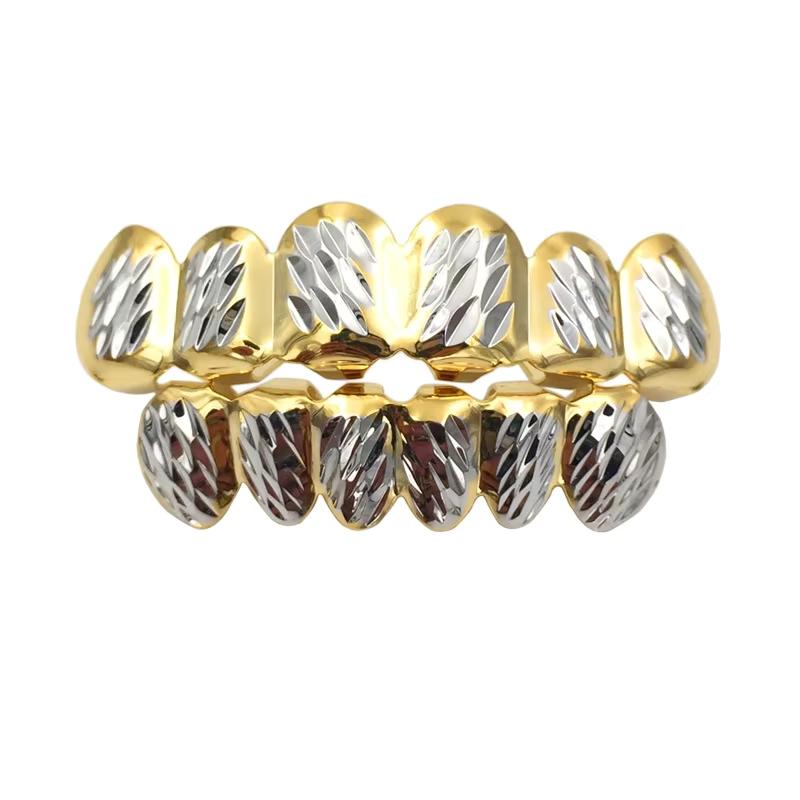 New Arrival Cheap Price Hip Hop Style 14k Gold Plating 6 Teeth Top& Bottom Street Style Grillz for Teeth Hip Hop Jewelry