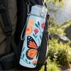 1PC Colorful Butterfly Floral Pattern 750ml Color Plastic Sports Water Bottle Leakproof Flip Straw Lid Suitable for Sports Office Home Use