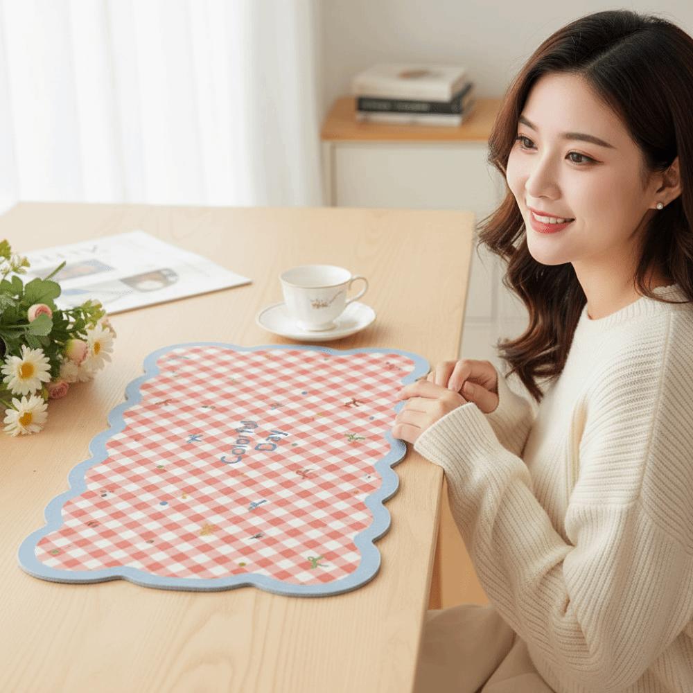 Gingham Mouse Pad Cute Table Blotter Table Cushion Desk Mat Workers