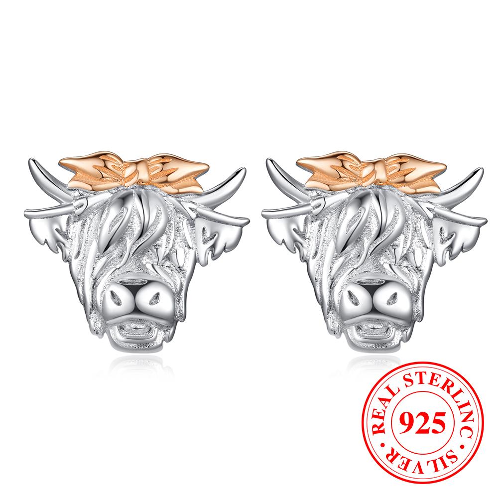

Винтажные серьги-гвоздики в форме головы быка из стерлингового серебра 925 пробы для мужчин и женщин, готические панк-ювелирные изделия, аксессуары, подарок серебряный