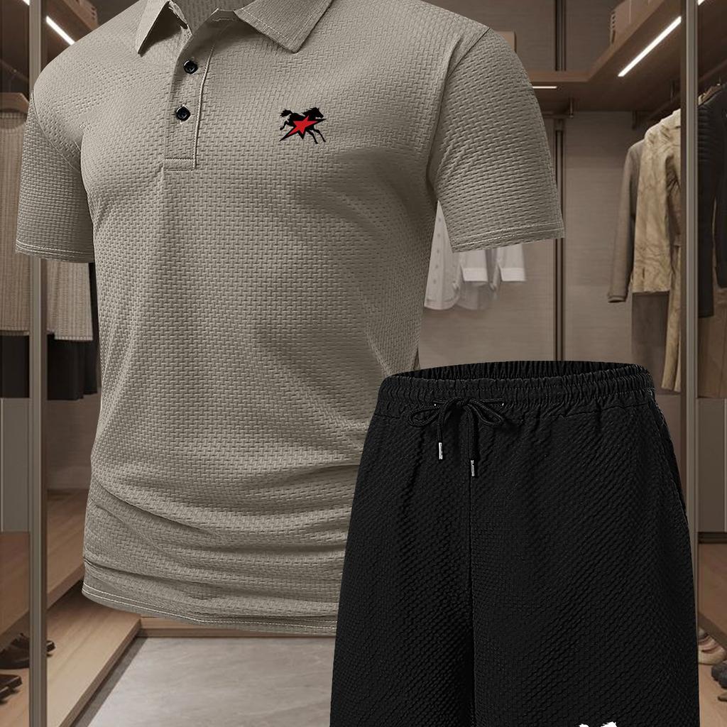 Mens Summer Track Suits 2 Piece Shorts Sets Short Sleeve Sweatsuit Outfits Golf Polo Shirts 