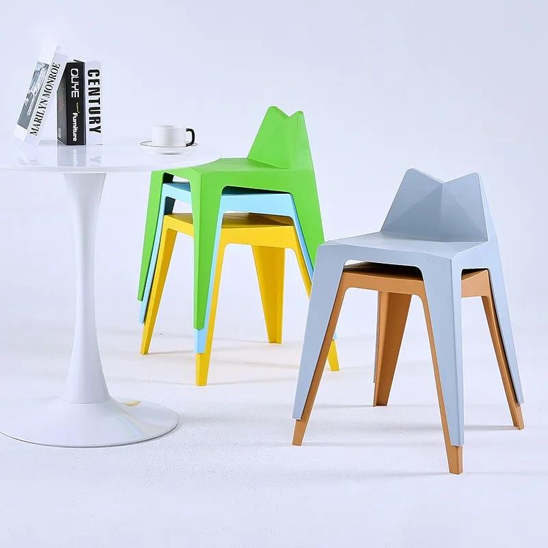 Plastic Stool Living Room Bedroom Waterproof Kitchen Plastic Stool Dining Chair Commercial Coffee Shop Bar Seating Household