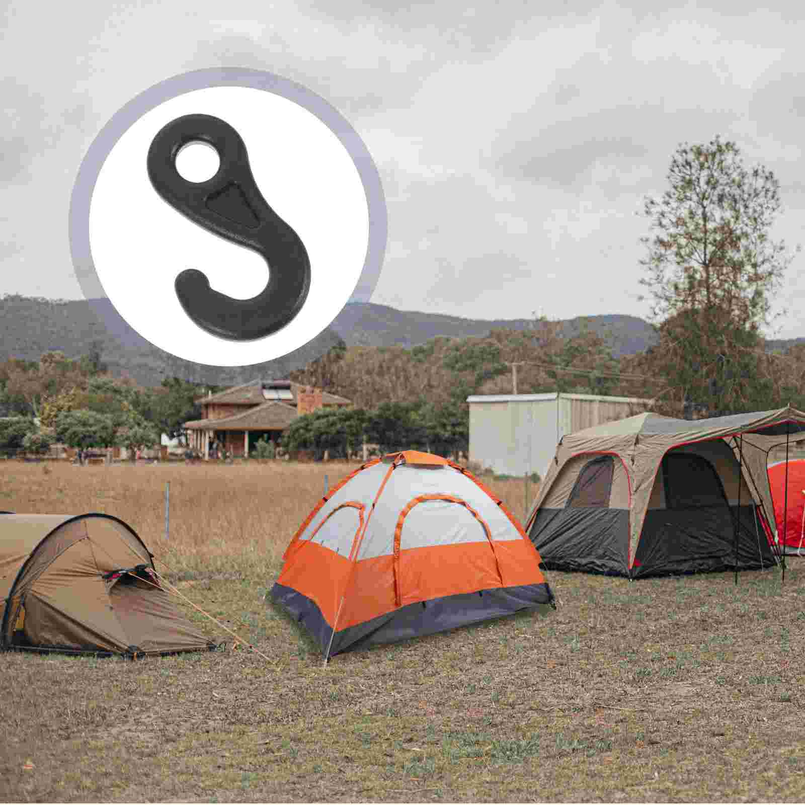 

10 шт. Крючки для веревки палатки для кемпинга, Профессиональные уличные крючки, Портативные фиксирующие уличные крючки для палатки чёрный