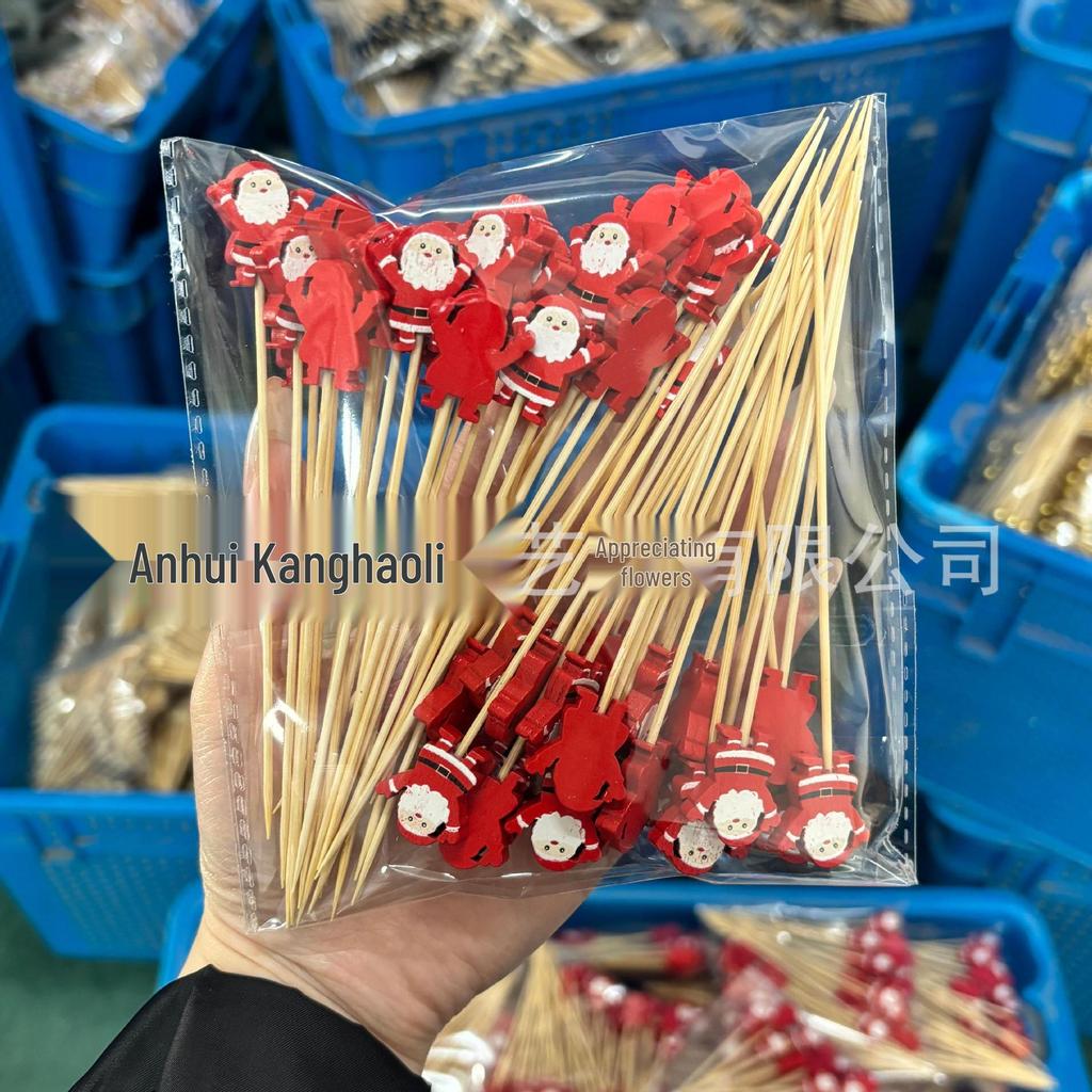 Moș Crăciun Bambus Cocktail de Crăciun și Frigarui de Fructe