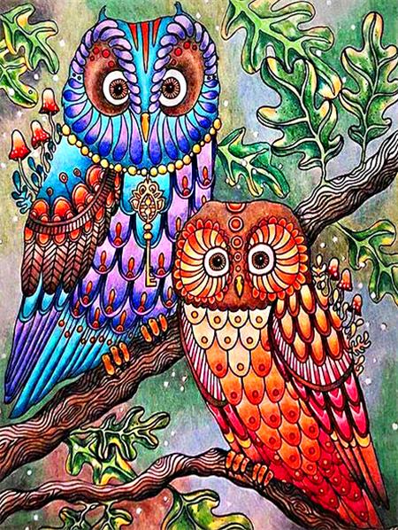 5d Diamond Painting New Owl Cartoon Full Square/round Embroidery Colorful Bird Animal Mosaic Home Decor