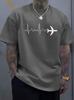 Unisex O Neck Tee Airplane Heartbeat Line Graphic Print Cotton Short Sleeve Loose Summer Breathable Daily Casual Basic Wear Top