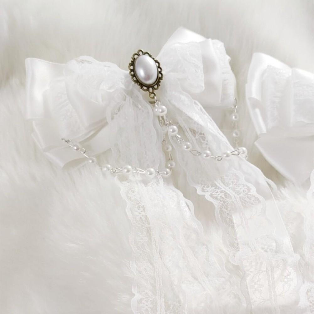 White Girls Hair Ornament Lace Bow Cosplay Headdress Cute Lolita Hair Clip  Hair Accessories