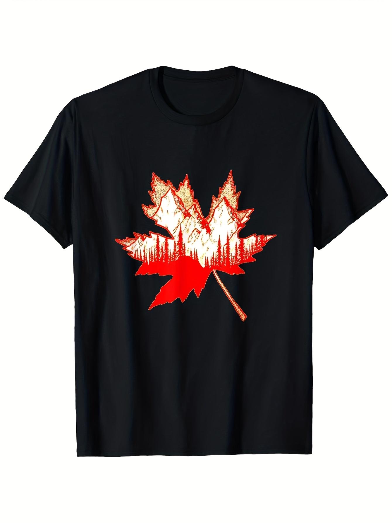 Canadian Maple Leaf Vintage Mountain Forest Country Gift T-shirt M