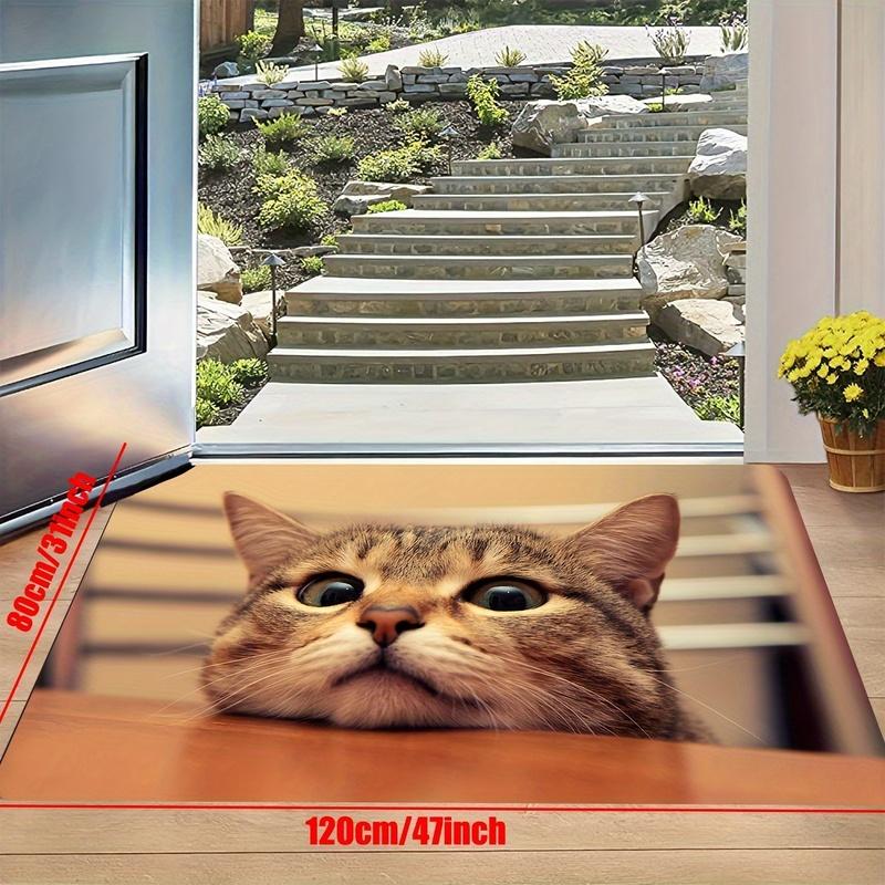 Cute Cartoon Cat Mat, Non-Slip Sponge Floor Rug, Soft Washable Door Mat for Bedroom Kitchen Bathroom