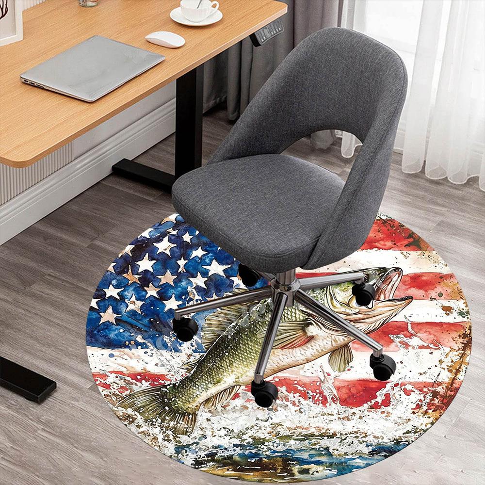 1PC Fish Flag Office Round Area Rug, Under Office Chairs Bedroom Living Room Home Decor,Carpet for Office, -1110233