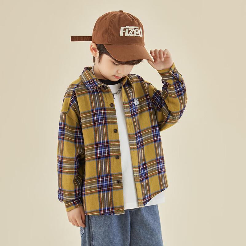 Duo Duo Jia Artistic Style Boys  Pure Cotton Plaid Shirt 110