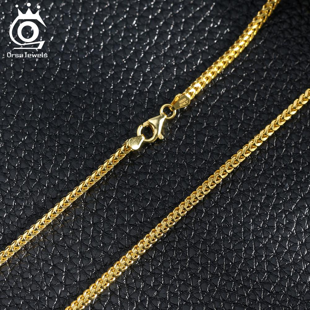 ORSA JEWELS 925 Sterling Silver 2mm Franco Link Chain Necklace for Women Vintage Italian Silver Dainty Jewelry Accessories SC92