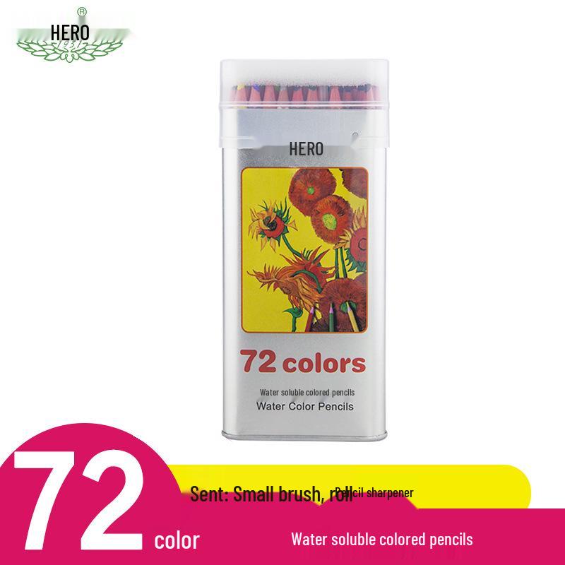 Hero Genuine 778 Water-Soluble Colored Pencils - 72 Colors for Professional and Student Art Drawing Hero Colored Pencils 72