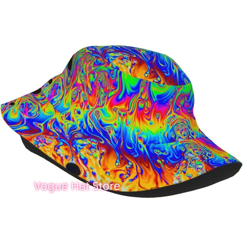 Rainbow Hat Colorful Bucket Hats Packable Travel Beach Sun Hat Wide Brim Fisherman Caps For Women Men