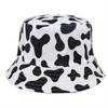 Women Reversible Black White Cow Panda Zebra Pattern Bucket Hats Fisherman Caps