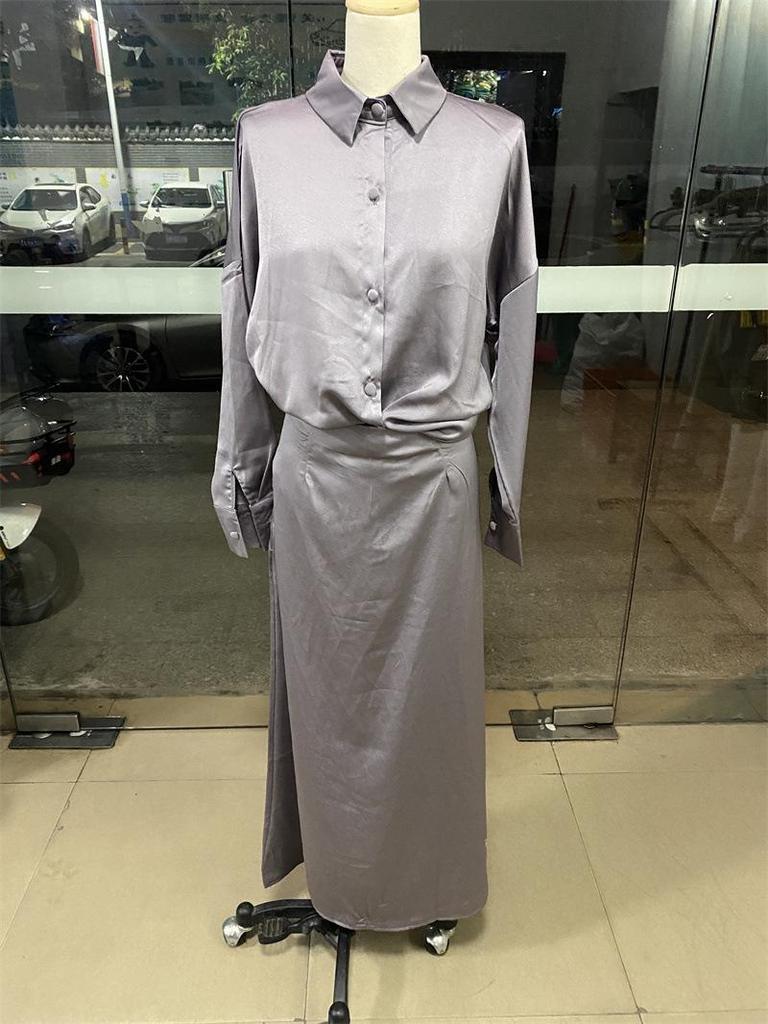 2024 Women's Fashion Two-Piece Set: Long-Sleeve Top and Midi Skirt