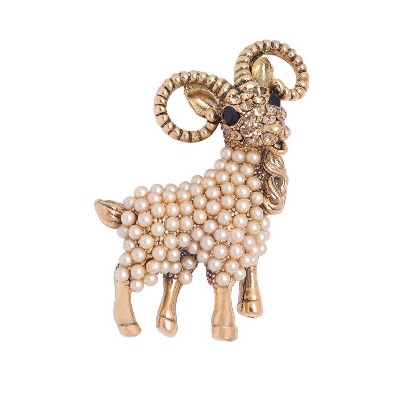 Shiny Baroque Sheep Goat Brooch Pin 1Pcs Luxury Jewelry for Wedding Birthday Party Couple Gift