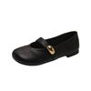 2025 Summer New Retro Versatile Round Head Flat-bottomed Casual Single Shoes Soft Leather Comfortable Versatile One-word Belt Women's Shoes