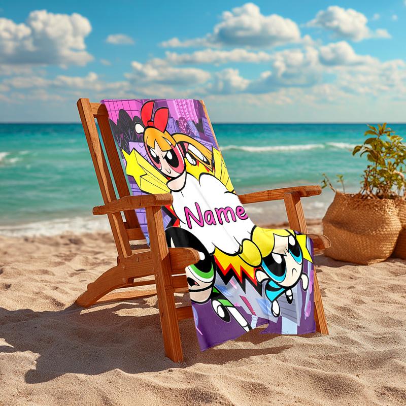 Personalized customized proof beach towel with The Powerpuff Girls pattern - soft, absorbent,quick-drying,perfect swimming,camping&bathing