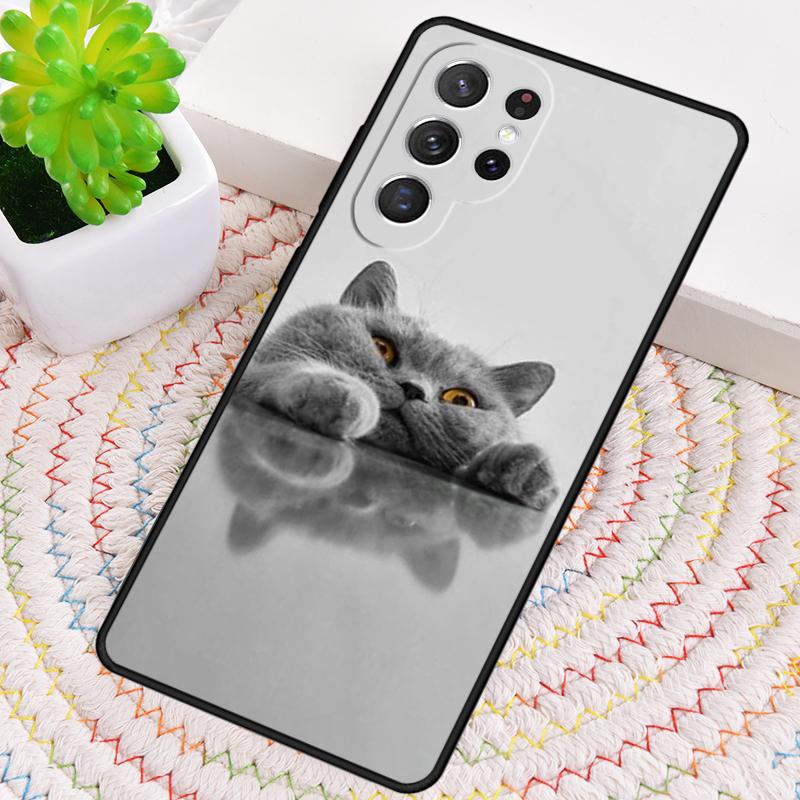 Grey British Shorthair Cat Silicone Phone Case For Samsung Galaxy note 10 pro S26 S25 S24 S23 S22 S21 Plus S25Ultra Capa Cover