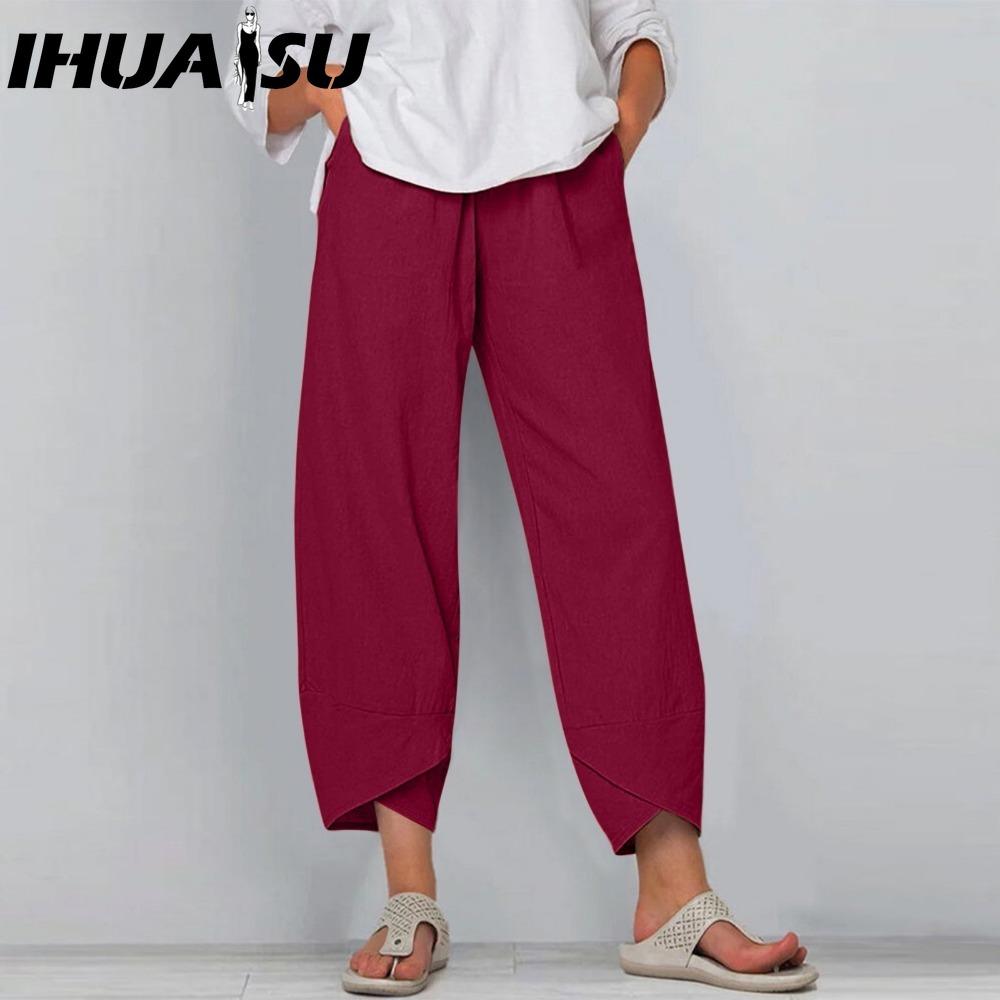 IHUASU Dammode Casual Enfärgat Tryck Hög Midja Byxor & Capris