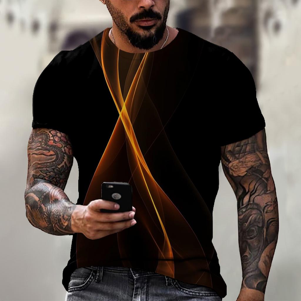 Men'S T-Shirt Short Sleeve Printed Summer Round Neck Top Trend Casual Sweatshirt