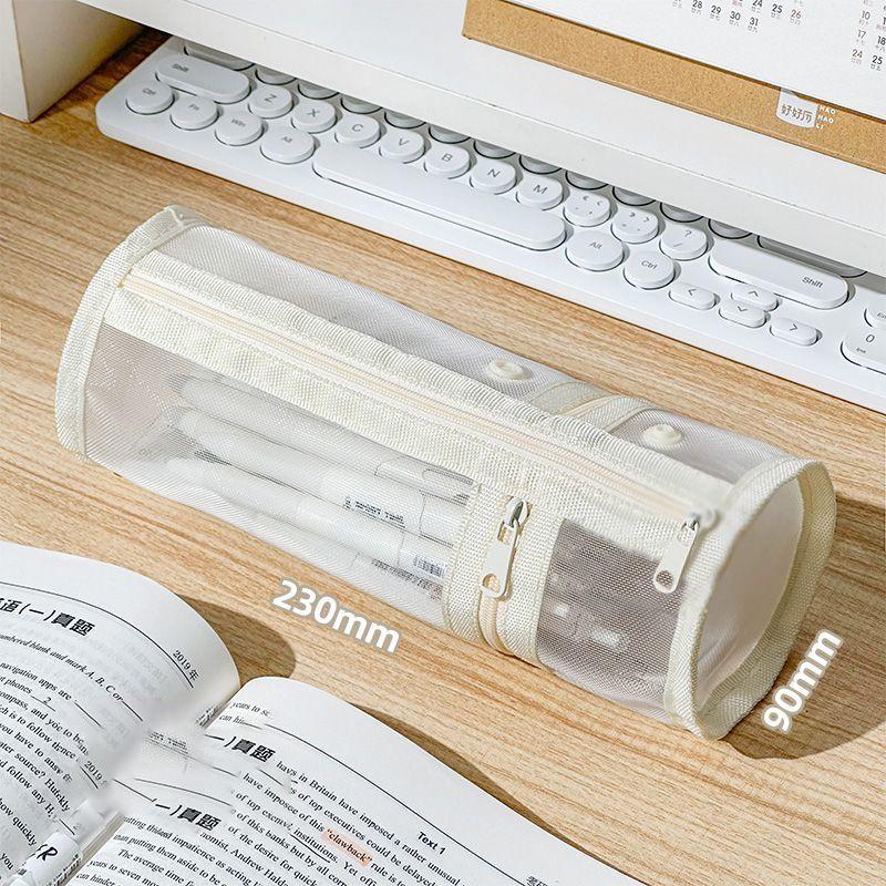 Mesh Dual-Use Makeup Brush Storage Bag Portable Brush Case Simple Large Capacity Brush Bucket Holder Travel Stand-Up Pouch