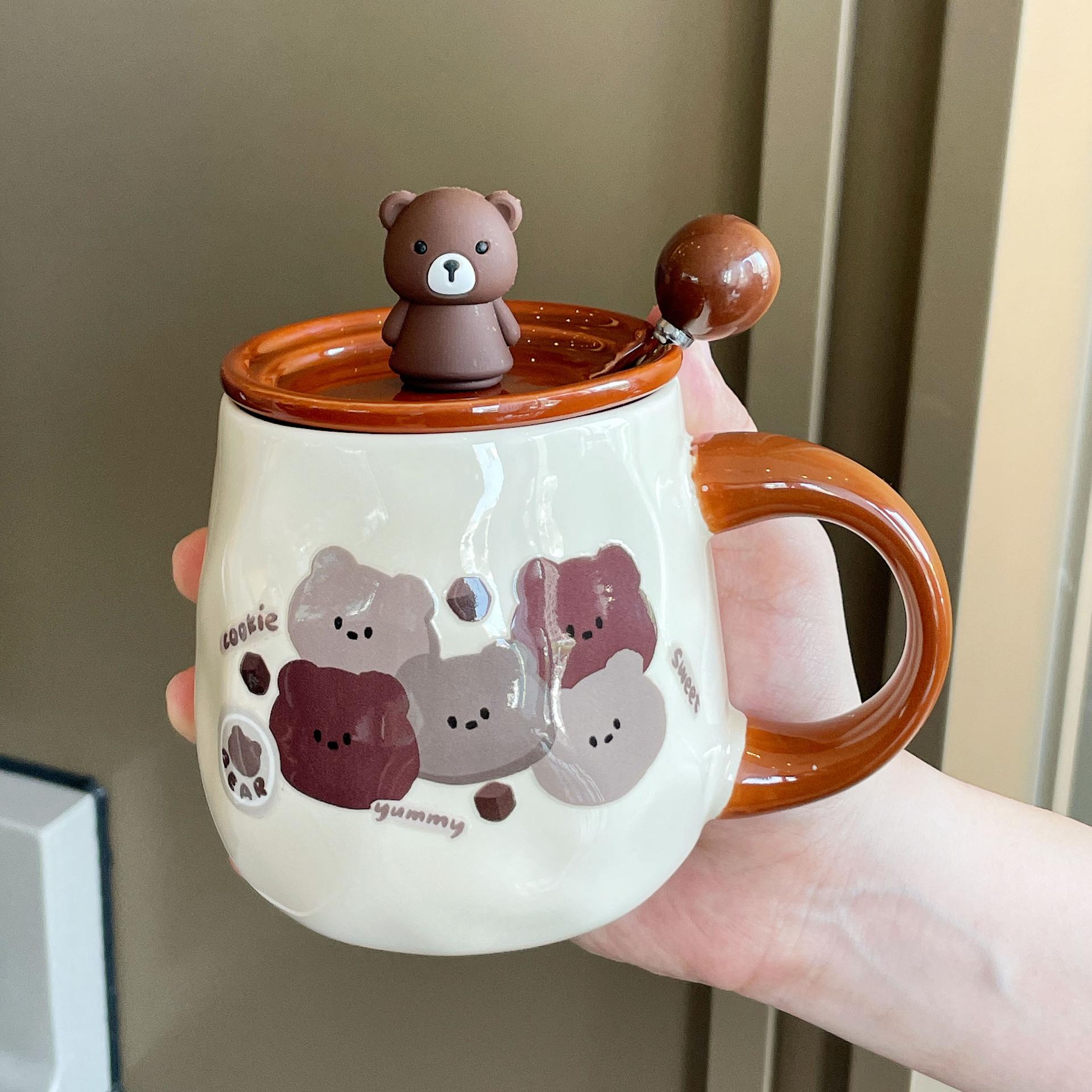 

Souvenir Girls Cute Ceramic Mug with Lid Couple Water Cup Creative Practical Cup Men s Coffee Cup Gift 401-500ml