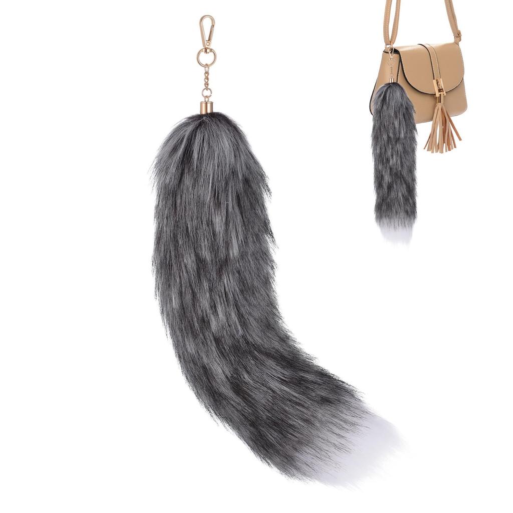 CALLARON Cute 40cm Fluffy Fox Tail Keychain Pendant Bag Charm Decoration Christmas Gift