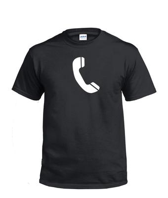 T-Shirt Simbolo Telefono Bianco Nero Cotone Camicia Icona Regalo di Compleanno S - 5XL