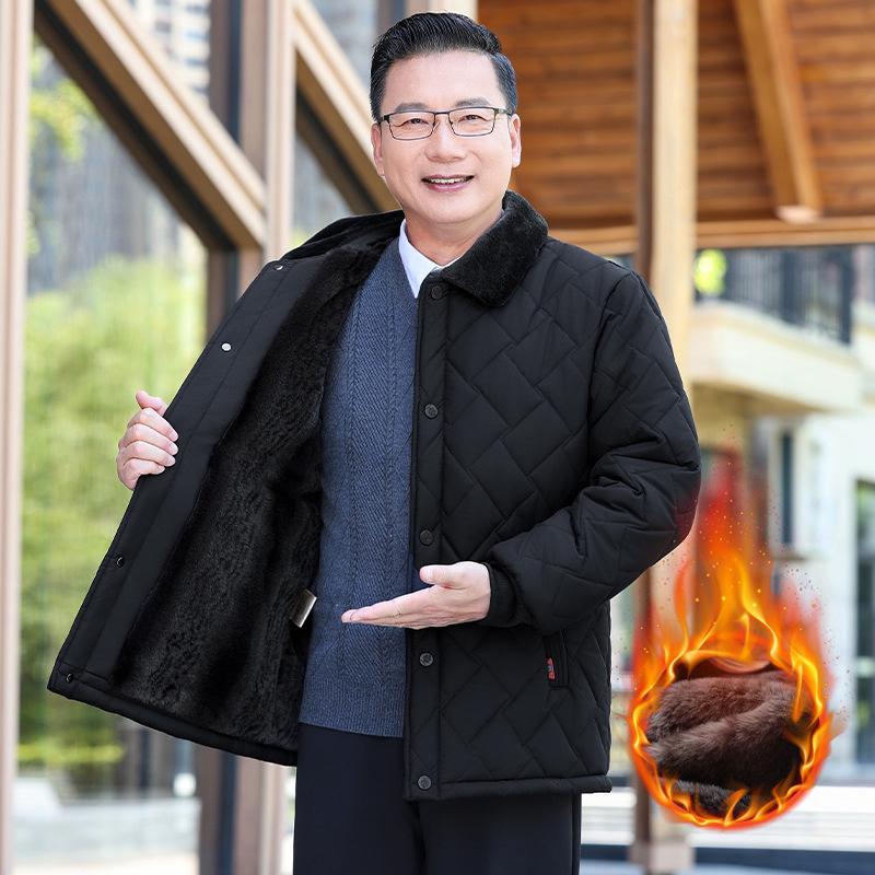

Luomeng 2025 Men s Cotton & Fleece Jacket for Middle-aged & Elderly – Thick, Warm Dad’s Style 190/4XL [180-200 lbs]