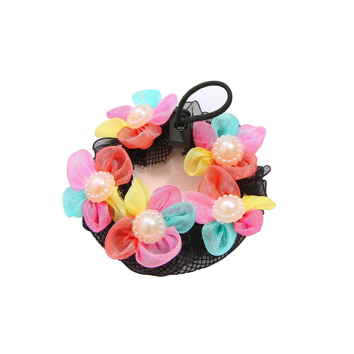 

Красочные цветочные эластичные тканевые заколки для волос, карманные заколки для волос, аксессуары для волос в виде булочки для женщин, заколка для волос 7cm